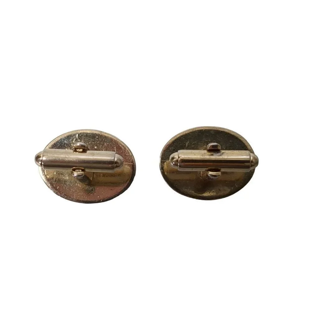 Vintage Cufflinks E Monogram Gold Tone Oval‎
